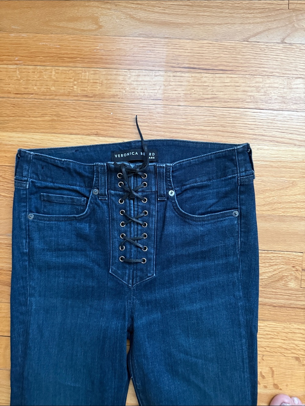 Veronica Beard‎ Carolyn 10” Baby Boot Lace up Fly Jeans 28 - Picture 3 of 7